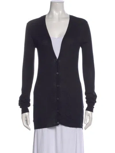 Pre-owned John Richmond V-neck Long Sleeve Top In Black