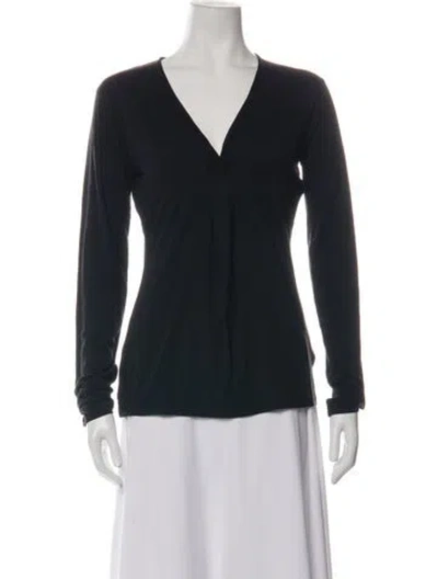 Pre-owned John Richmond V-neck Long Sleeve Top W/ Tags In Black