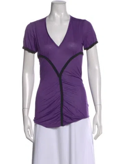 Pre-owned John Richmond V-neck Short Sleeve Top W/ Tags In Purple