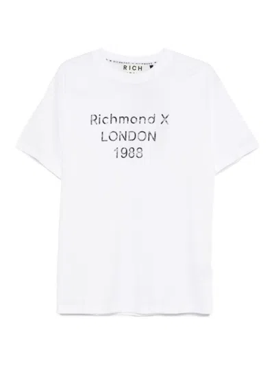 John Richmond White Crewneck Printed T-shirt