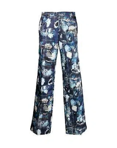 Pre-owned John Richmond Wide Trousers With Iconic Denim Pattern In Fantasia