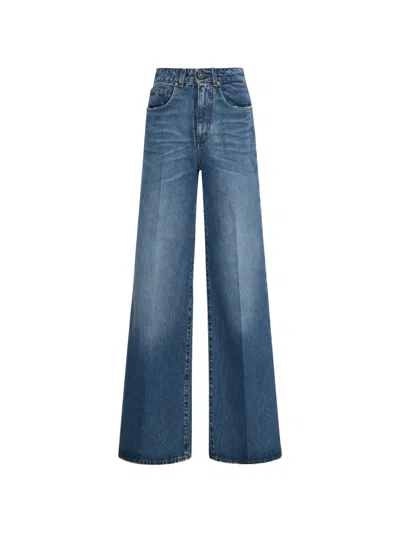 John Richmond Wide-leg Cotton Jeans In Blue