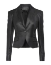 John Richmond Woman Blazer Black Size 12 Viscose, Linen In Black