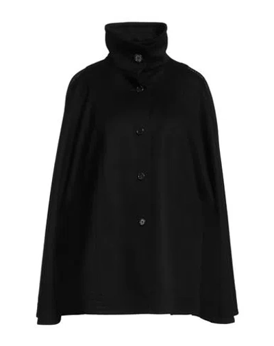 John Richmond Woman Cape Black Size 10 Virgin Wool, Cashmere