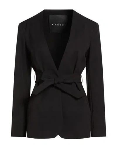 John Richmond Woman Jacket Black Size 14 Polyester, Viscose, Elastane