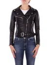 John Richmond Woman Jacket Uwa25149gb Black Real Leather Jack Kendier Black In Black