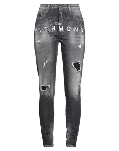 John Richmond Woman Jeans Black Size 32 Cotton, Elastane