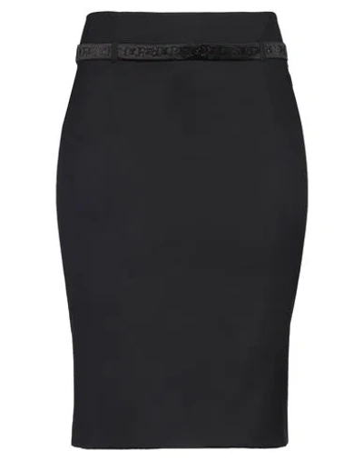 John Richmond Woman Midi Skirt Black Size 14 Virgin Wool, Elastane