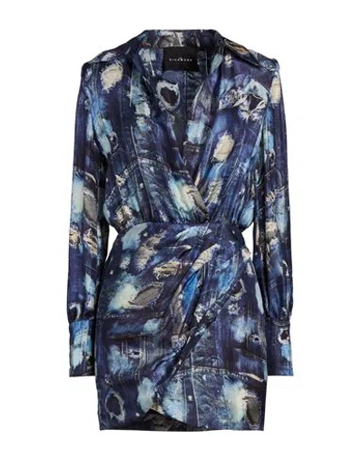 John Richmond Woman Mini Dress Blue Size 6 Viscose, Silk