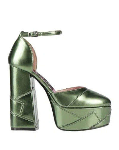 John Richmond Woman Pumps Green Size 8 Textile Fibers