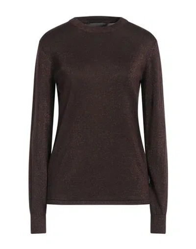 John Richmond Woman Sweater Chocolate Brown Size Xl Viscose, Polyamide, Lurex