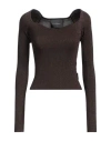 John Richmond Woman Sweater Dark Brown Size Xl Viscose, Nylon, Lurex