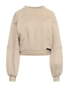 John Richmond Woman Sweatshirt Beige Size Xl Cotton, Polyester In Beige