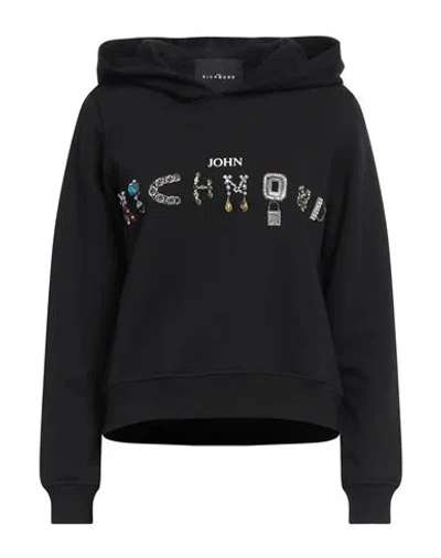 John Richmond Rhinestoned Cotton Hoodie In Black