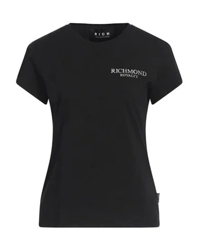 John Richmond Woman T-shirt Black Size L Cotton, Elastane