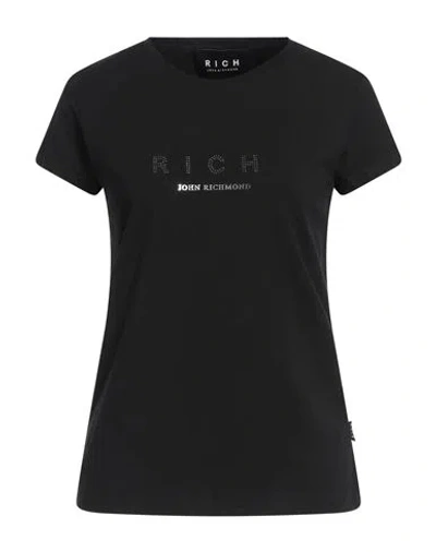 John Richmond Woman T-shirt Black Size L Cotton, Elastane