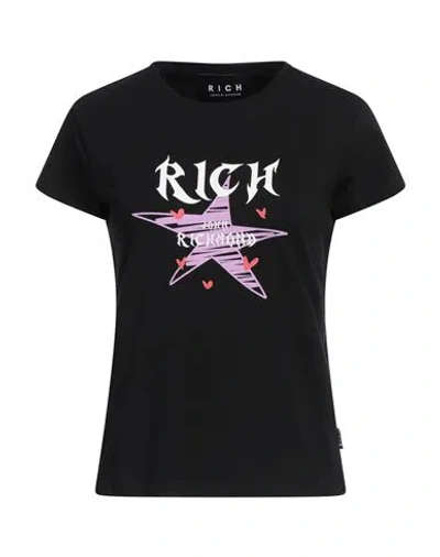 John Richmond Woman T-shirt Black Size Xl Cotton, Elastane