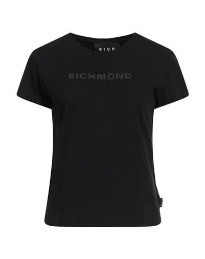 John Richmond Woman T-shirt Black Size Xl Cotton, Elastane