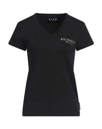 John Richmond Woman T-shirt Black Size Xl Cotton, Elastane