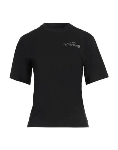 John Richmond Woman T-shirt Black Size M Cotton, Elastane