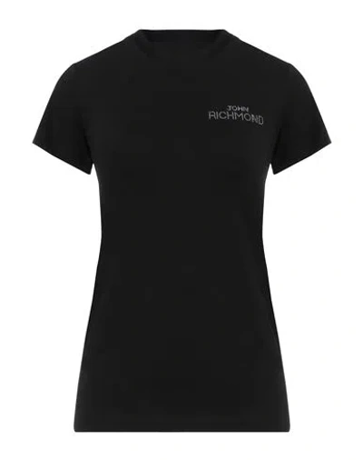John Richmond Woman T-shirt Black Size L Cotton, Elastane