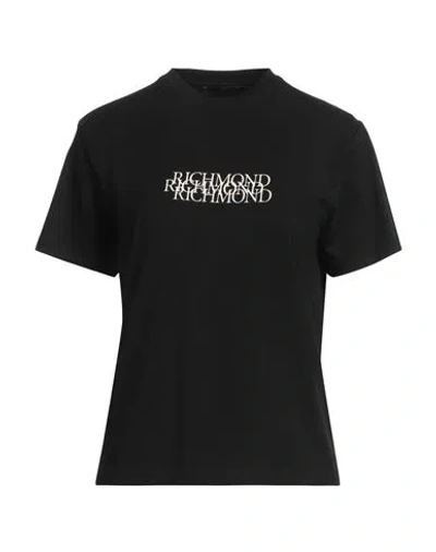 John Richmond Woman T-shirt Black Size Xl Cotton, Elastane