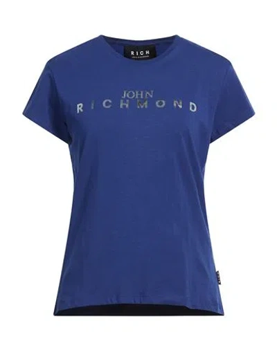 John Richmond Woman T-shirt Blue Size Xl Cotton, Elastane