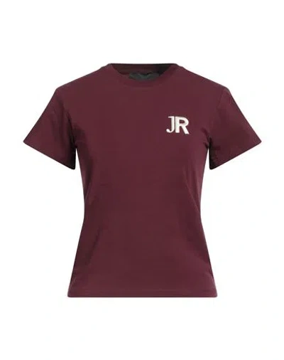 John Richmond Woman T-shirt Burgundy Size Xl Cotton, Elastane In Red