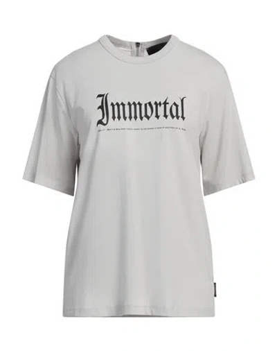 John Richmond Woman T-shirt Light Grey Size L Cotton, Elastane