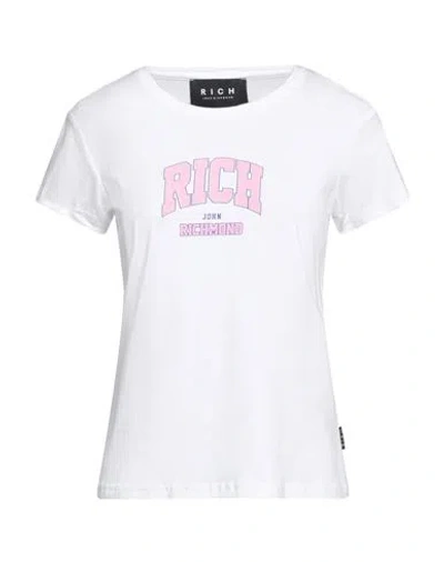 John Richmond Woman T-shirt White Size Xl Cotton, Elastane