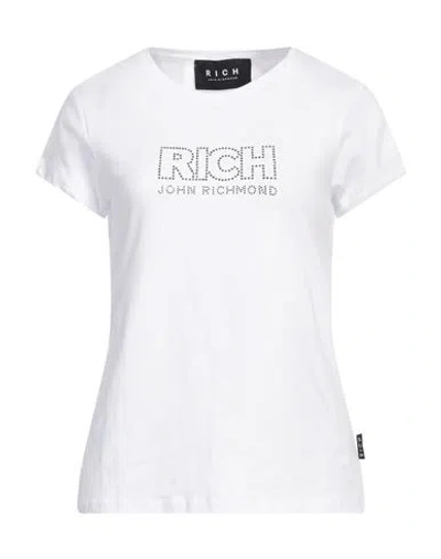 John Richmond Woman T-shirt White Size Xl Cotton, Elastane