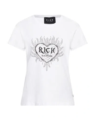 John Richmond Woman T-shirt White Size Xl Cotton, Elastane
