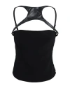 John Richmond Woman Top Black Size 10 Viscose, Acrylic, Lambskin In Black