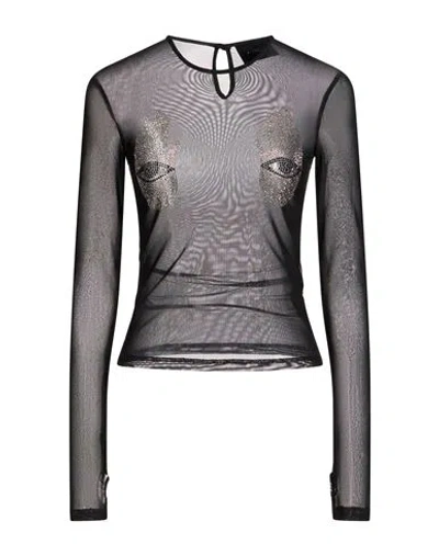 John Richmond Woman Top Black Size S Nylon, Elastane