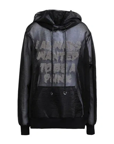 John Richmond Woman Sweatshirt Black Size Xs Nylon, Polyester, Silk