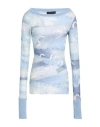 John Richmond Woman Top Light Blue Size 8 Polyester, Cotton