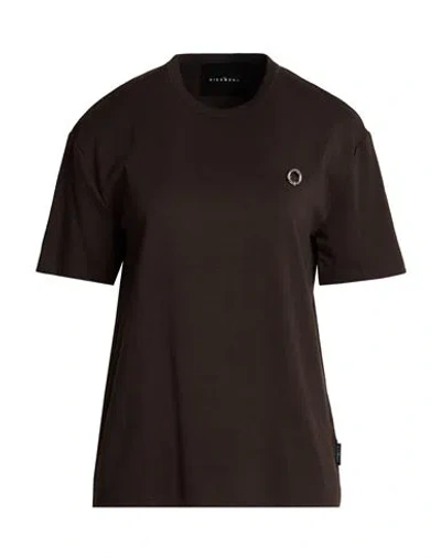 John Richmond Woman T-shirt Dark Brown Size Xs Cotton, Elastane