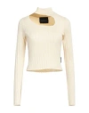 John Richmond Woman Turtleneck Cream Size Xl Viscose, Nylon In White