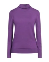 John Richmond Woman Turtleneck Purple Size L Viscose, Polyester, Nylon In Purple
