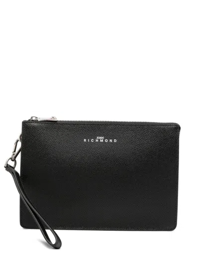 John Richmond Zip-fastening Clutch Bag In Black