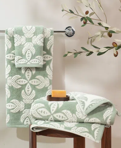 John Robshaw Dasati Cotton Linen Hand Towel, 30" X 20" In Green