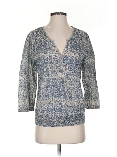 Pre-owned John Robshaw For Lucky 3/4 Sleeve Blouse In Blue