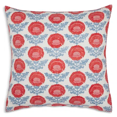 John Robshaw Kaavia Coral Floral Decorative Pillow With Insert In Red/blue
