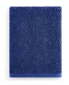 John Robshaw Maze Solid Texture Cotton Bath Towel, 54" X 32" In Blue
