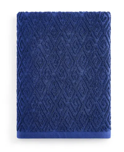John Robshaw Maze Solid Texture Cotton Bath Towel, 54" X 32" In Blue