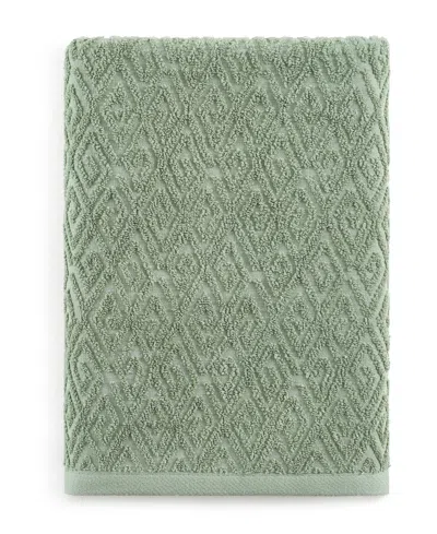 John Robshaw Maze Solid Texture Cotton Bath Towel, 54" X 32" In Green