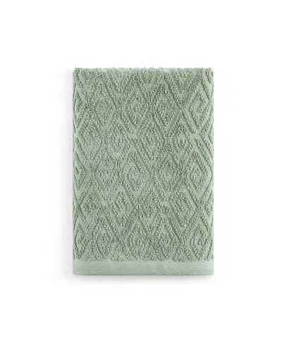 John Robshaw Maze Solid Texture Cotton Hand Towel, 30" X 20" In Green