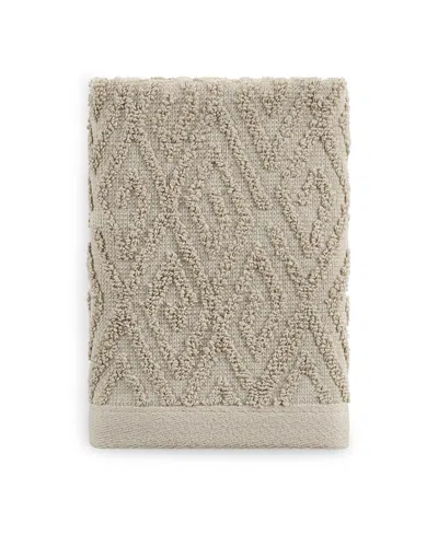 John Robshaw Maze Solid Texture Cotton Washcloth, 12" X 12" In Neutral