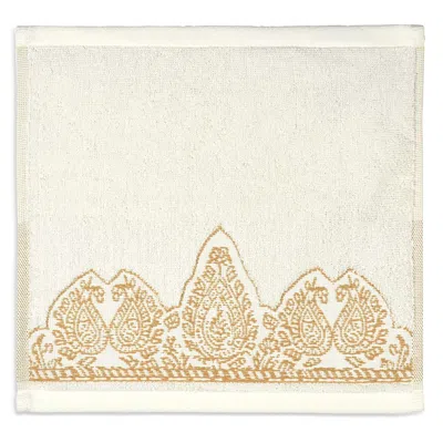John Robshaw Nadir Wash Cloth In Pearl White/gold