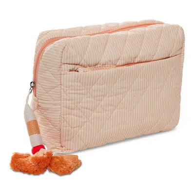 John Robshaw Nandi Striped Quilted Cosmetic Bag In Nandi Sand